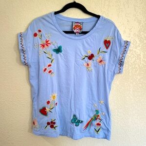 Johnny Was Medium Embroidered Cotton Shirt